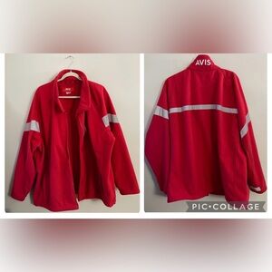 Avis By Jeff Banks Lands' End Red Fleece Jacket Mens Casual Fall Winter